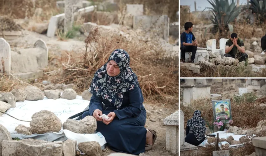Gazze'de Kurban Bayramı namazı sonrası kabir ziyareti
